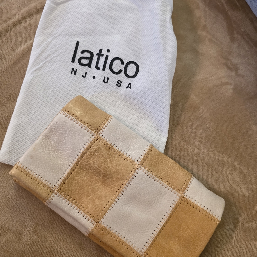 Latico Tan and Cream Leather Patchwork Wallet